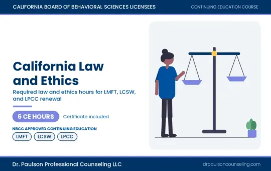 California Law and Ethics course cover, 6 CE hours